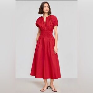 Modern Citizen Kyla Organic Cotton Red Midi Dress NWT 1X Feminine Summer